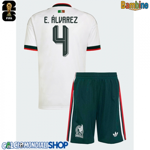 Maglie da calcio Messico Edson Alvarez #4 Seconda Maglia Bambino Mondiali 2026  Manica Corta + Pantaloni corti)